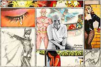 Pencil Pixels April 2013 Calendar cover Photoshop Scripts - In Memory of Carmine Infantino, Illustrator/Creator of the Silver Age Flash, Batman, Batgirl, Black Canary