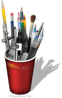 Pencil Pixels art in a cup