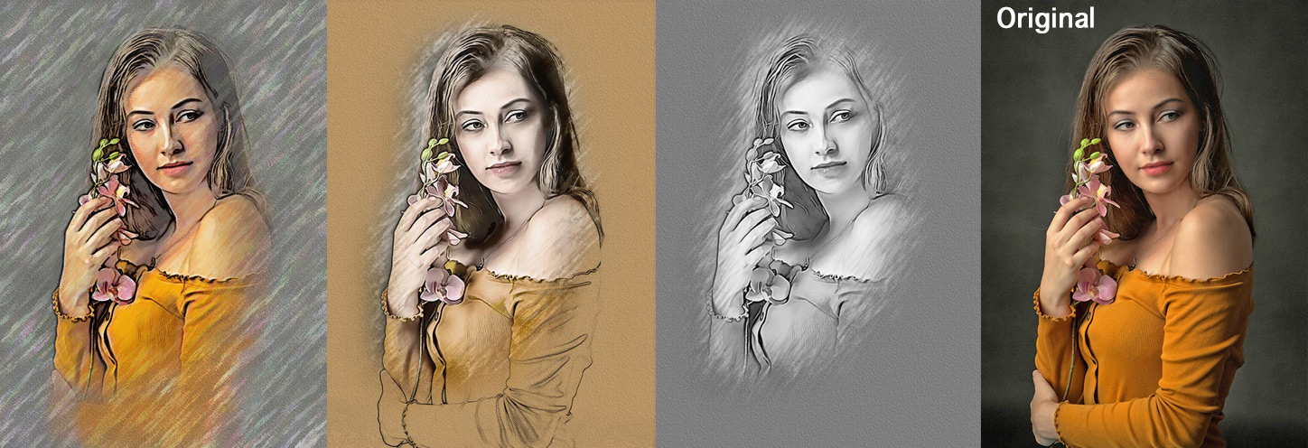 3 of the 21 Portrait Studio effects, ALL generated with One-Click